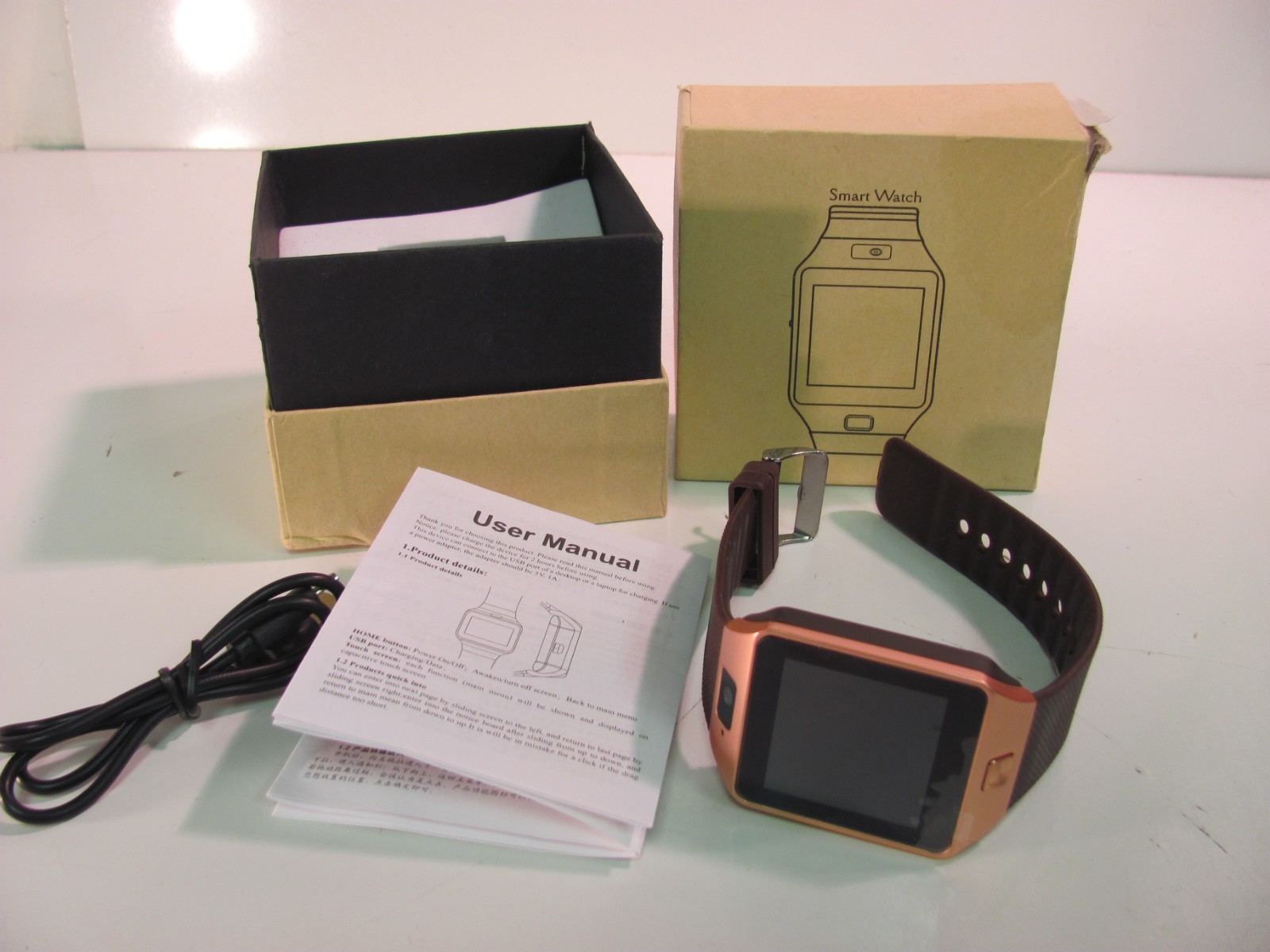 Rose Gold Silver Smart Watch Fitness Tracker for Samsung Galaxy Phones