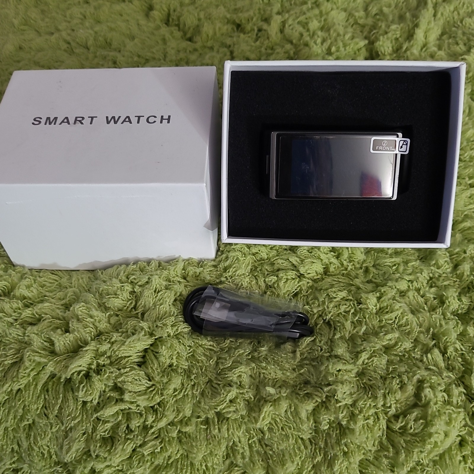 Smart Bracelet Fitness Tracker Black Silicone Band Silver Case Android iOS