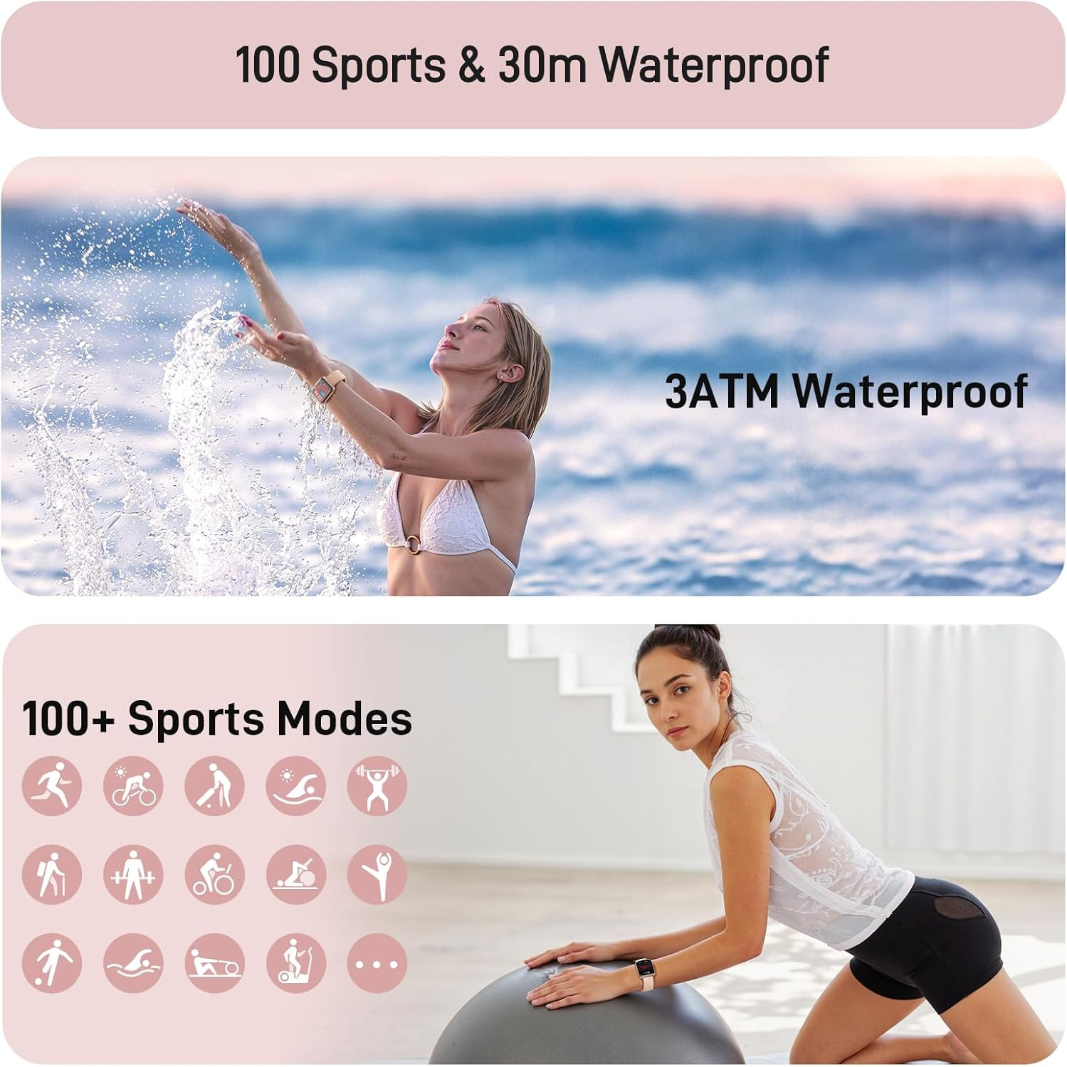 Smart Watch for Women Android & Iphone, Alexa Built-In, 1.8″ Touch Screen Fitnes