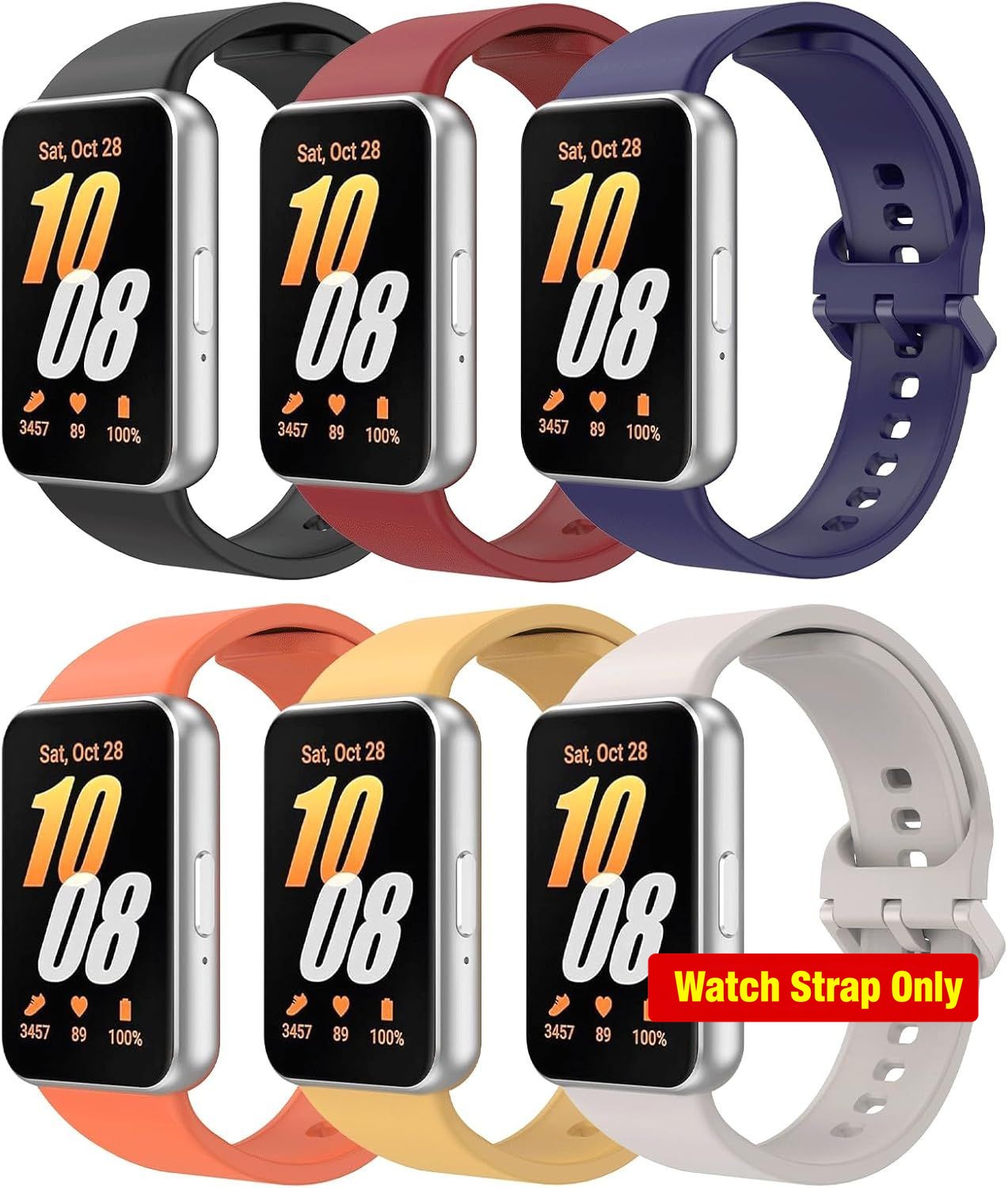 6 Sport Band Set for Samsung Galaxy Fit 3 20mm – Replacement Straps in 6 Colors
