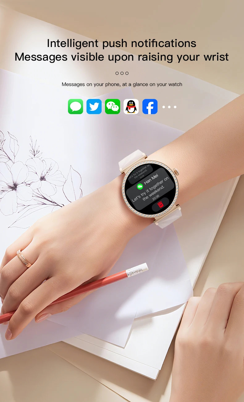Smart Watch For Women Bluetooth Cal Heart Rate Monitor Waterproof Sports Fitness