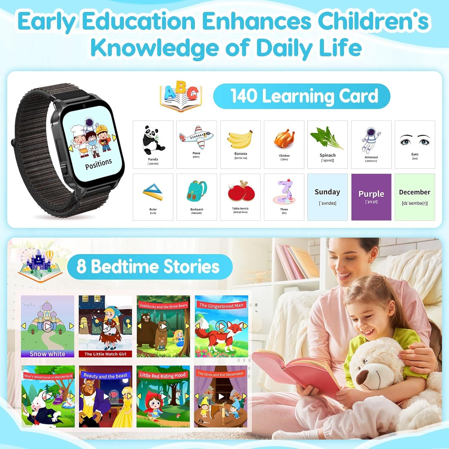 Smart Watch for Kids with 30 Puzzle Games Camera Music Pedometer Boys Girls Gift