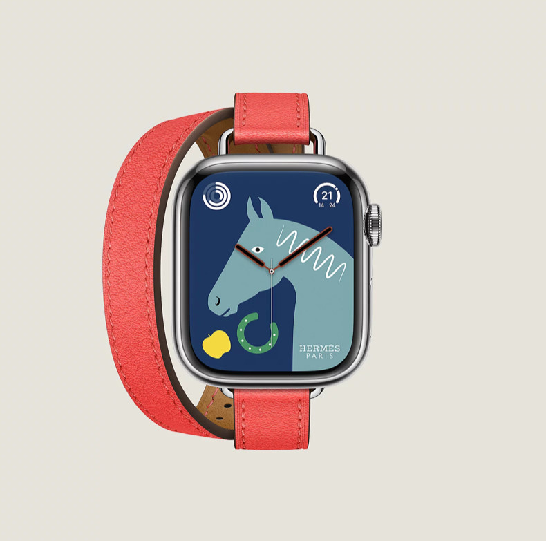 Brand New! Hermès Apple Watch Band : 41mm Rose Texas Attelage Double Tour