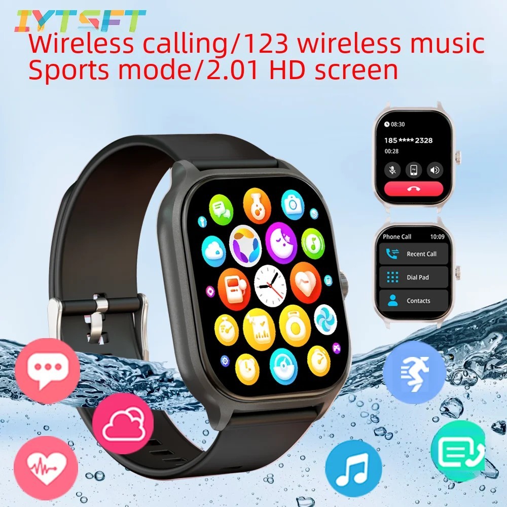 X8 Smart Watch 2.01″ HD Screen Bluetooth Call Fitness Tracker IP68 Black