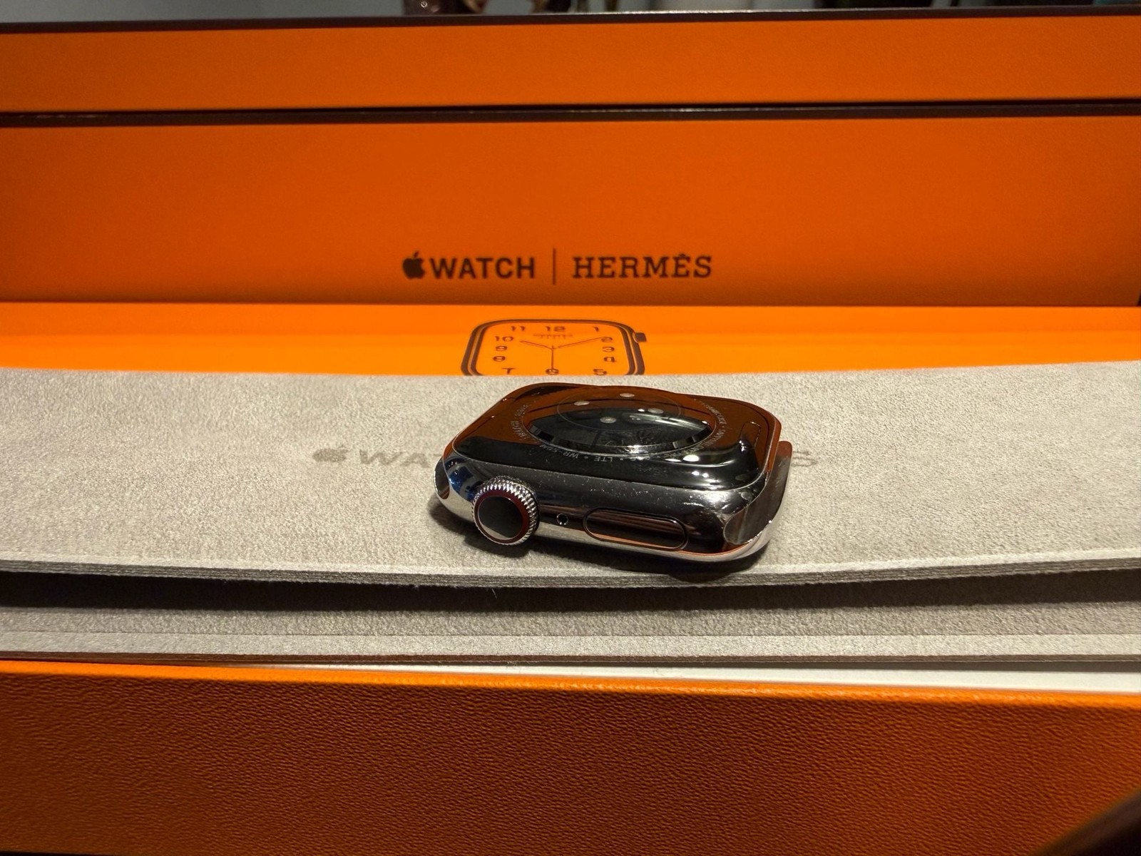 Apple Watch Hermès Series 7 – 41mm Stainless Steel Case with Orange Sport Band