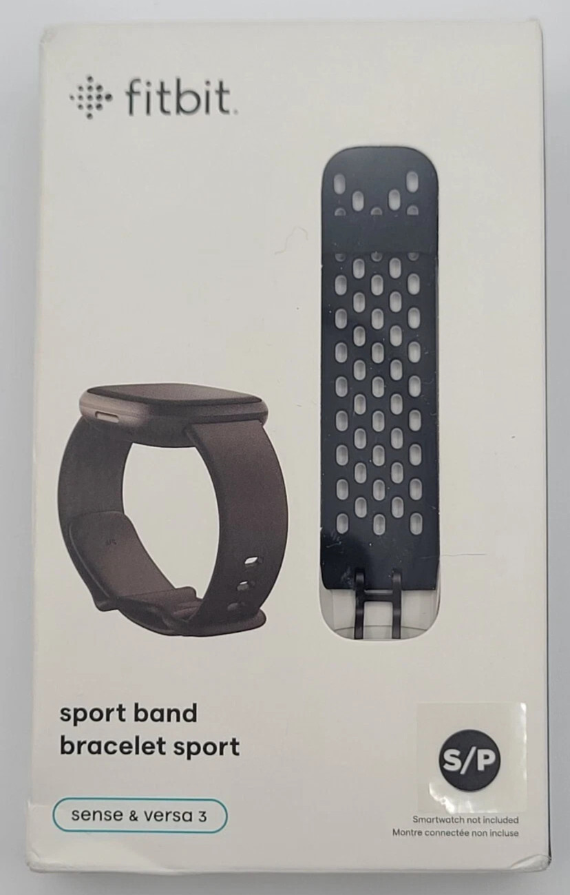 New Genuine Fitbit Versa 3 Sport Band Authentic Black Small Sense