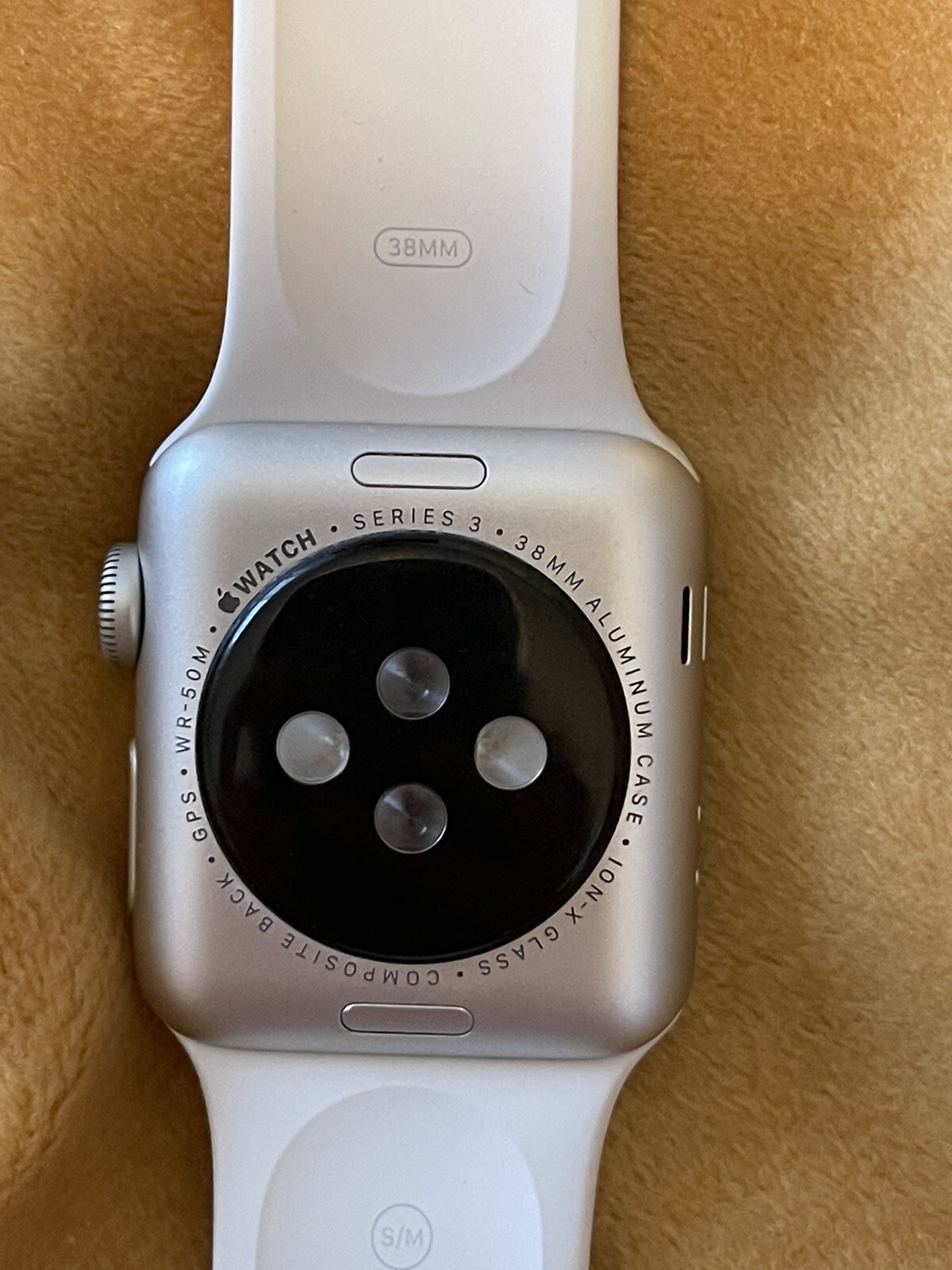 Apple Watch Series 3 38 mm Silver Aluminum Case White Sport Band Smartwatch -…