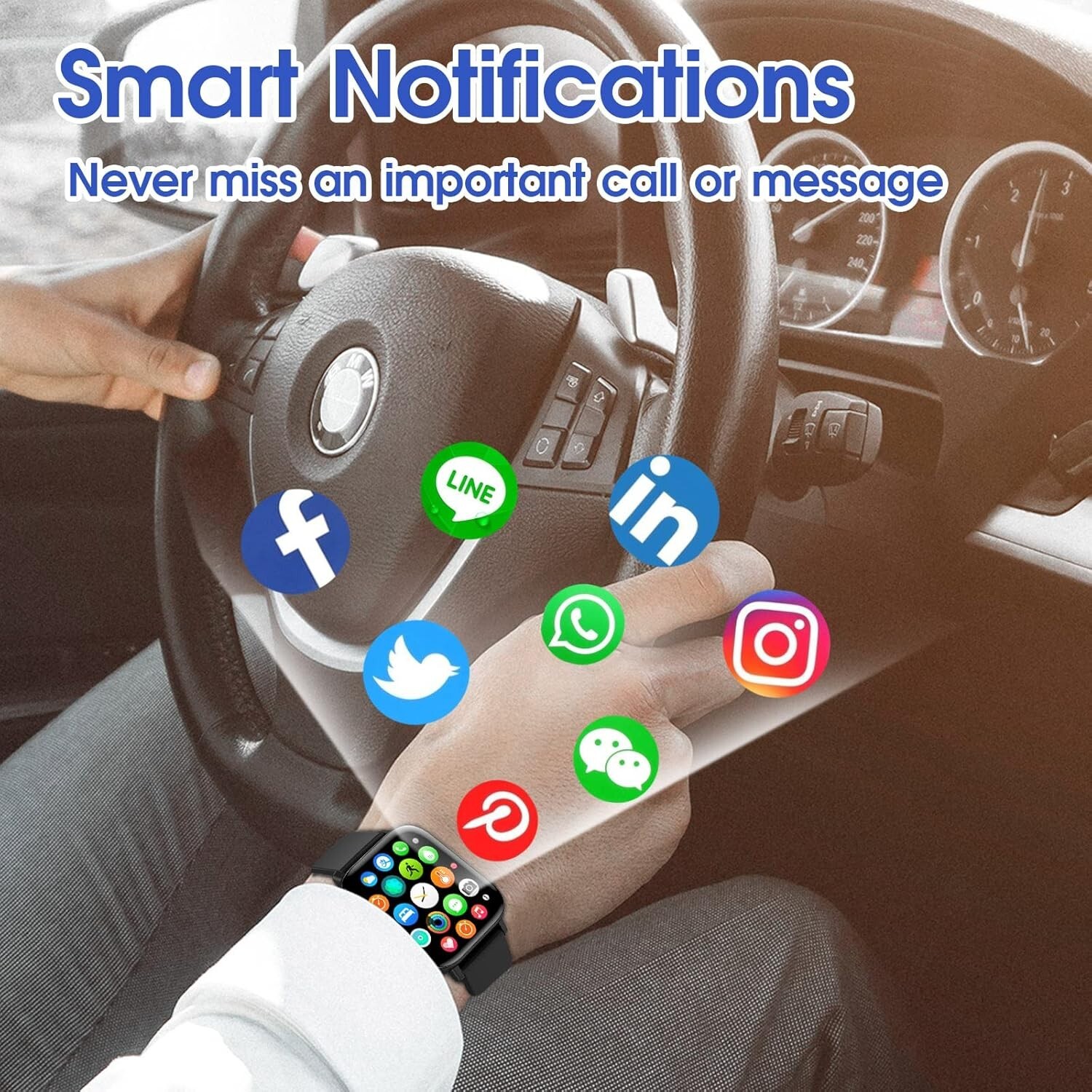 Smart Watch for iPhone/Android Phones Answer/Make Calls – 1.9″ HD Screen Fitn…