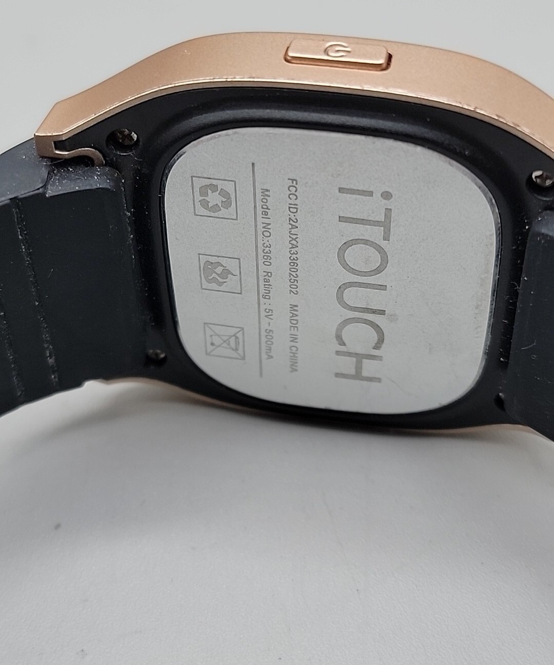 iTOUCH Classic Smartwatch Gold Case Black Silicone Band Model 3360 Tested Works