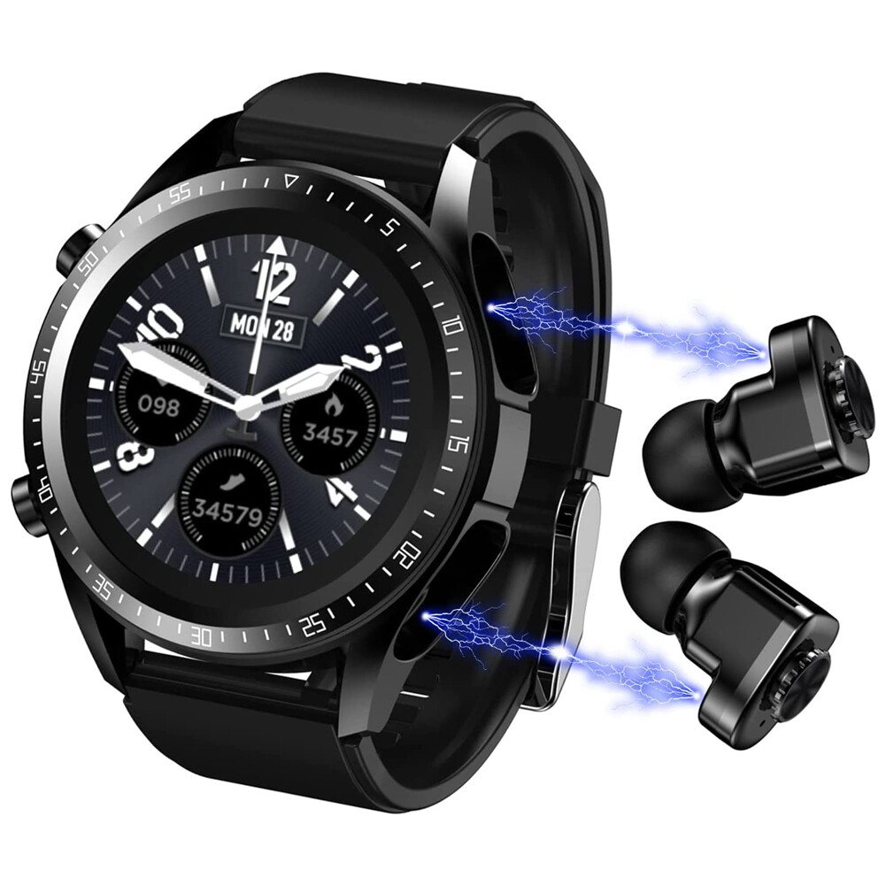 Smart Watch with Earbuds Stereo Earphones Men Smartwatch 2 In 1 Wireless Headset