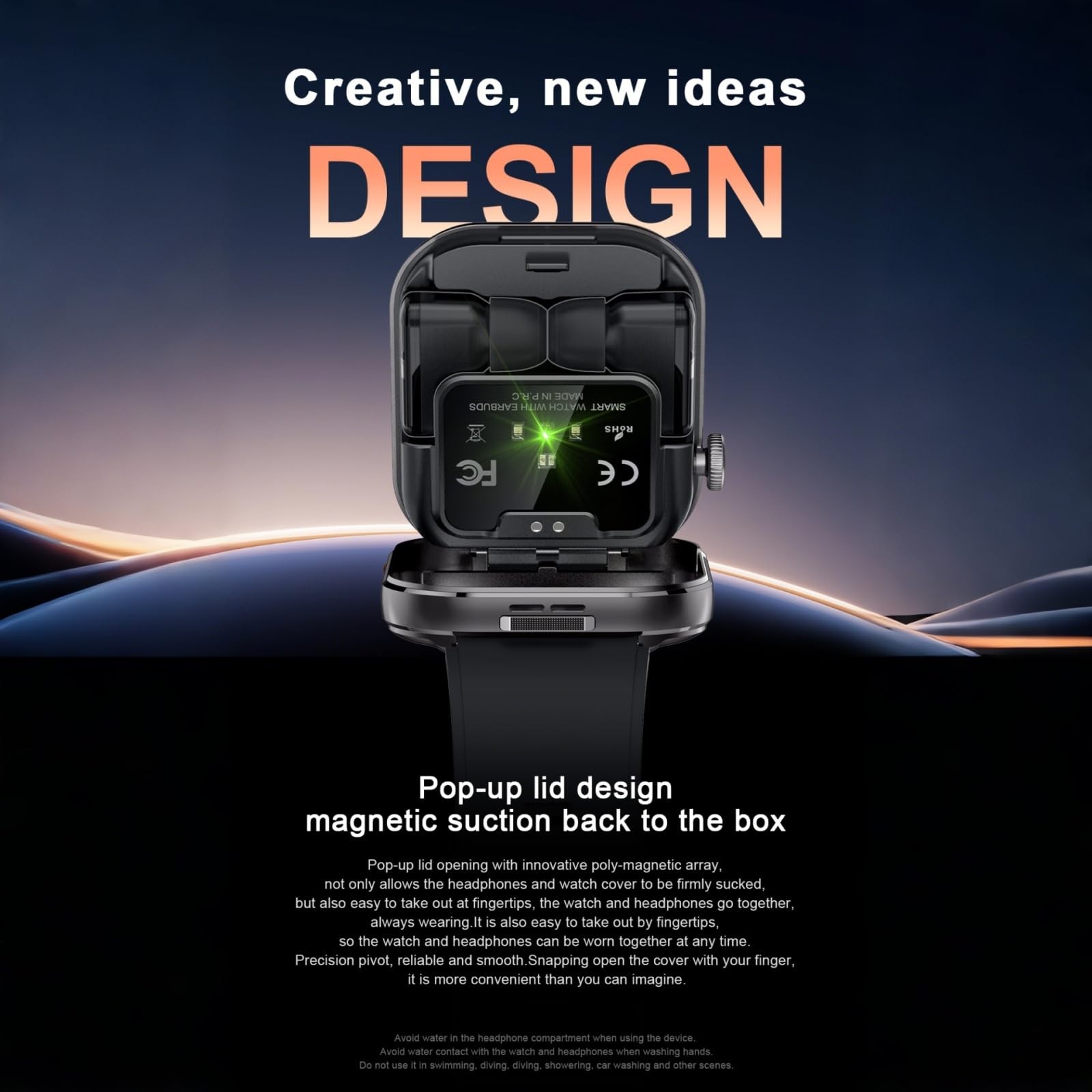 Desong 2 In 1 Smart Watch Tws Earbuds2.02 Hd Touch Screen Fitness