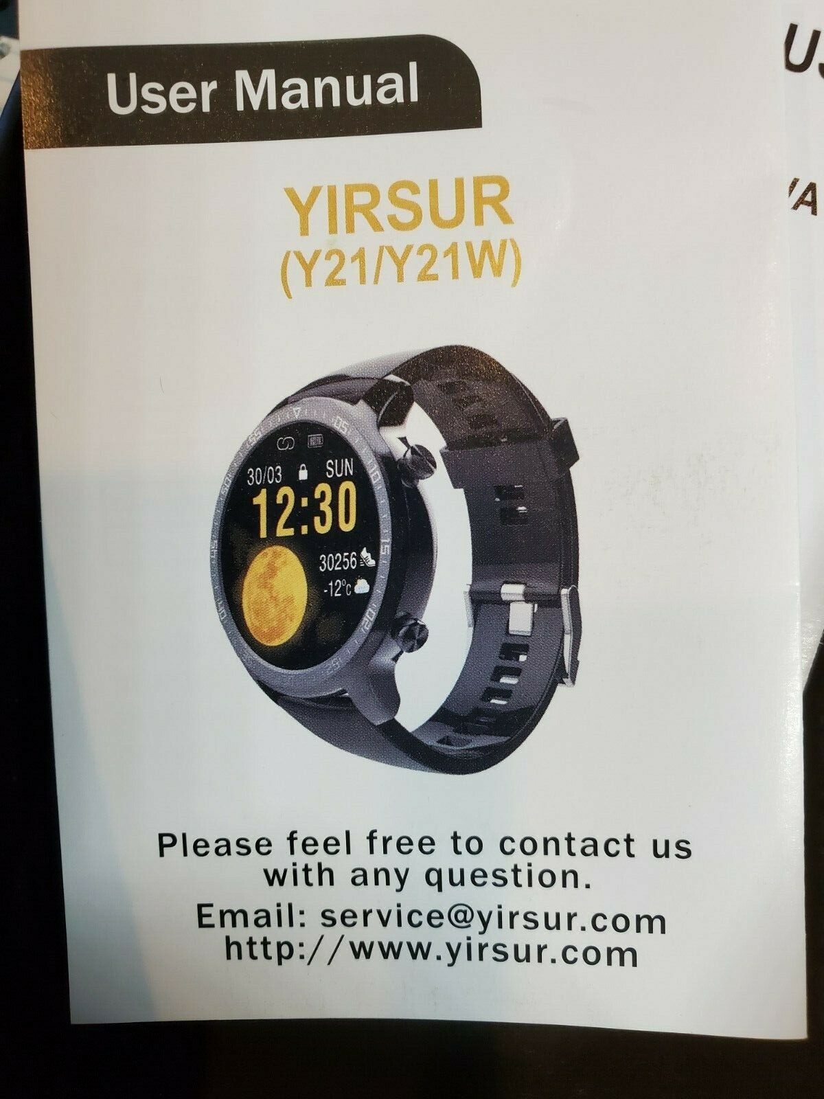 Yirsur smart watch Android/ IOS Apple compatible 1.3″  wirel.charge, always ON 