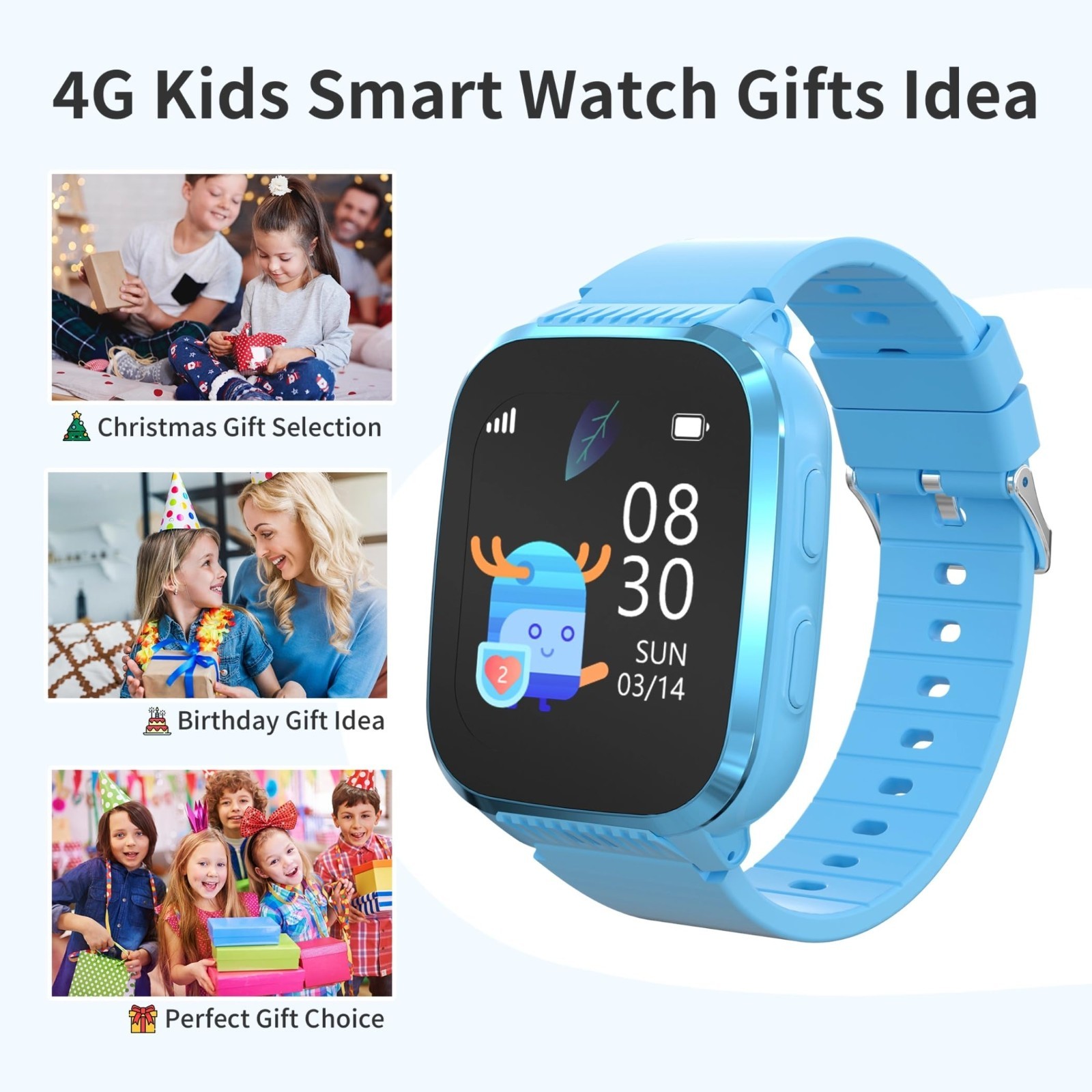 4G Kids Smart Watch with GPS Tracker, SOS Call, Parental Controls, HD Video, Lig