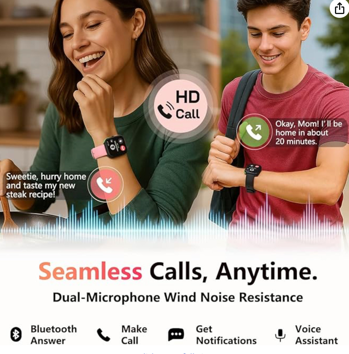 Fitness Tracker(Answer/Make Call), 1.83” Health Fitness Watch with Heart Rate,