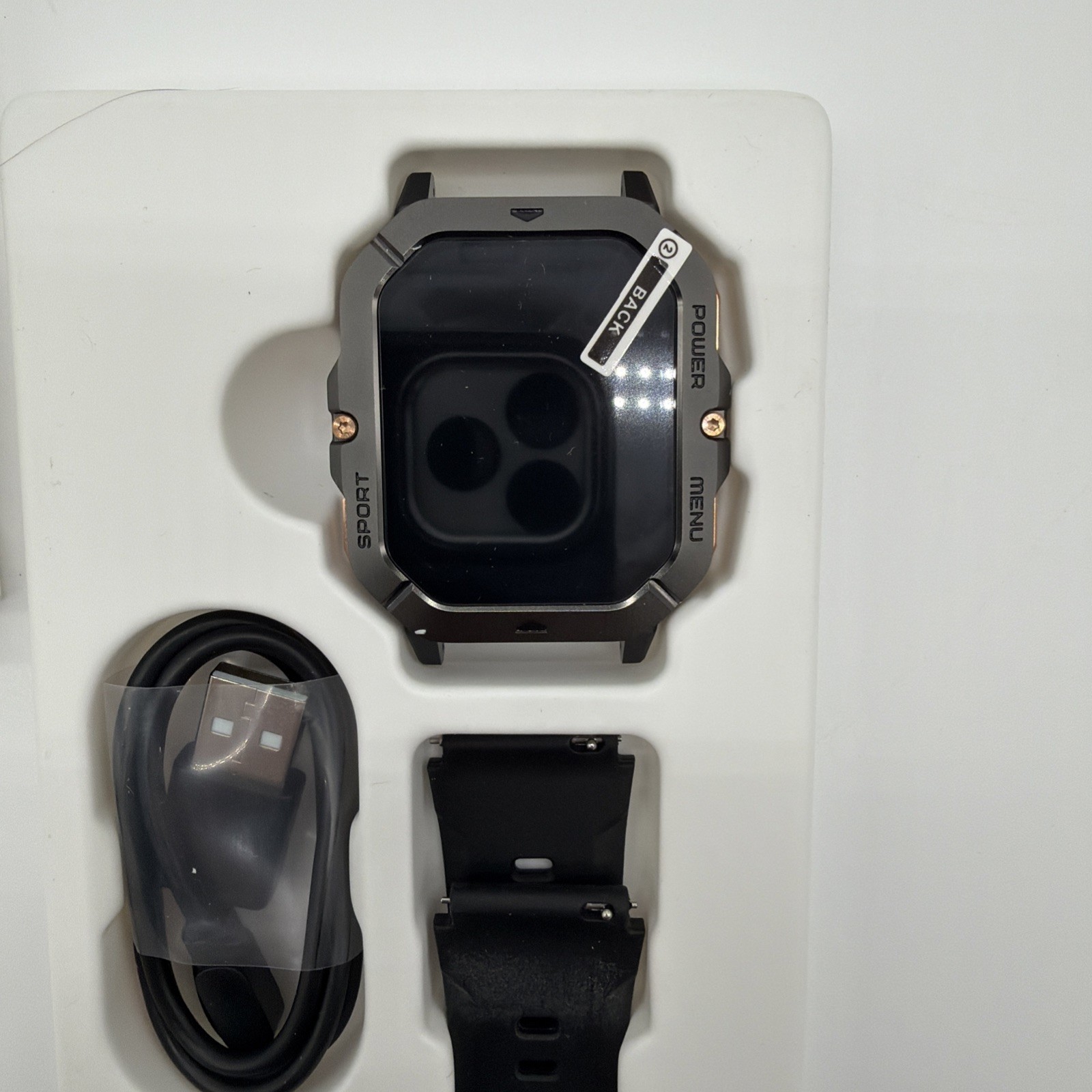 Smart Watch Black Rugged Waterproof Da Fit App iOS Android – Open Box NEW