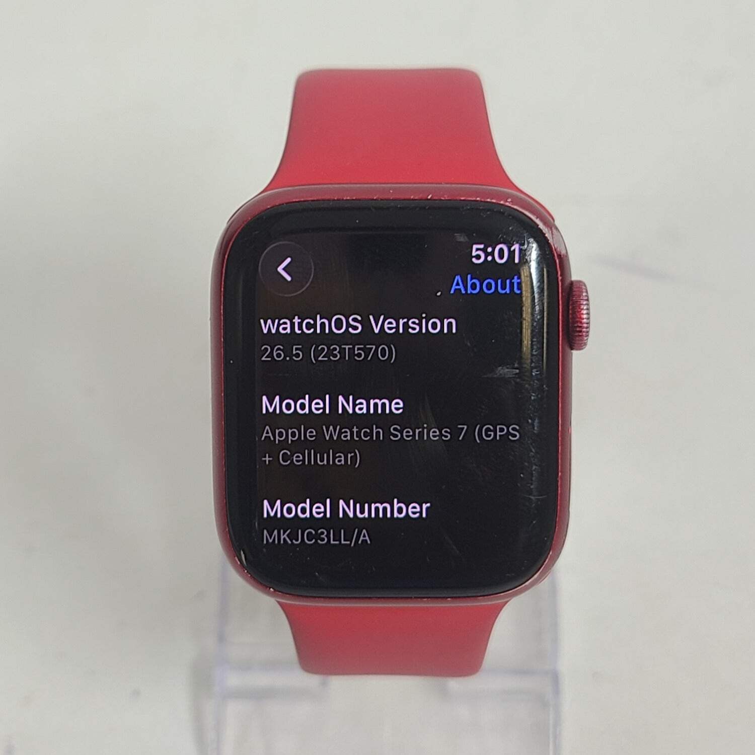 GPS Only Apple Watch Series 7 45MM Red Aluminum Red Sport Band MKJC3LL/A