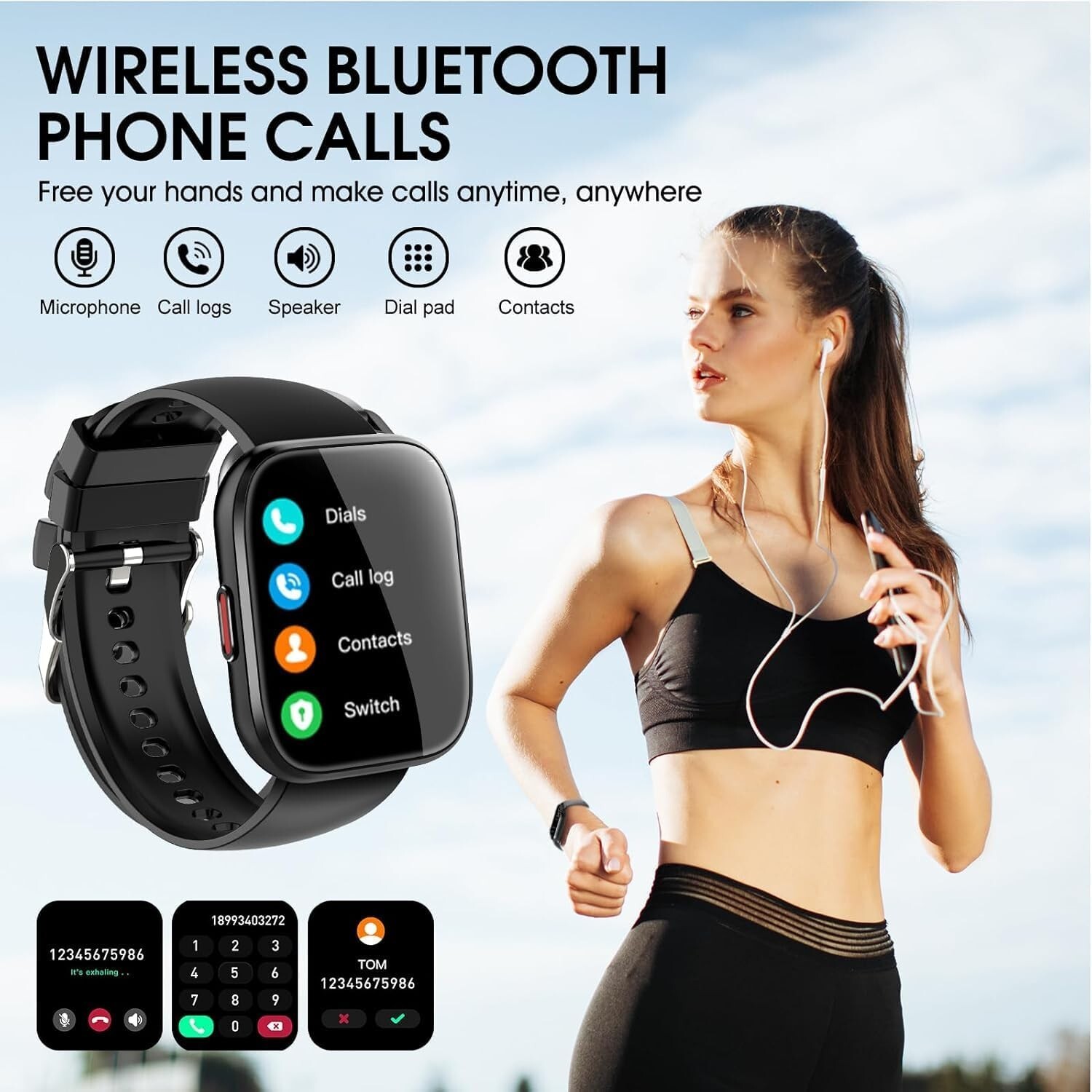 Smart Watch Fitness Tracker with Dial Calls Speaker 1.85″ TFT-Touch Screen
