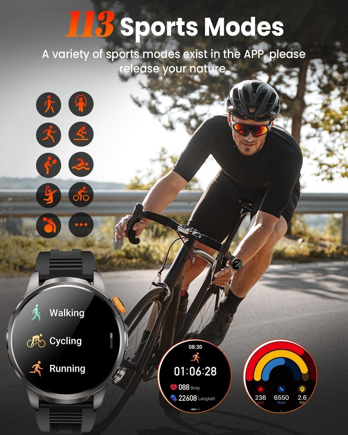 Military Smart Watch for Men Bluetooth Call SpO2 Fitness Tracker Android iOS