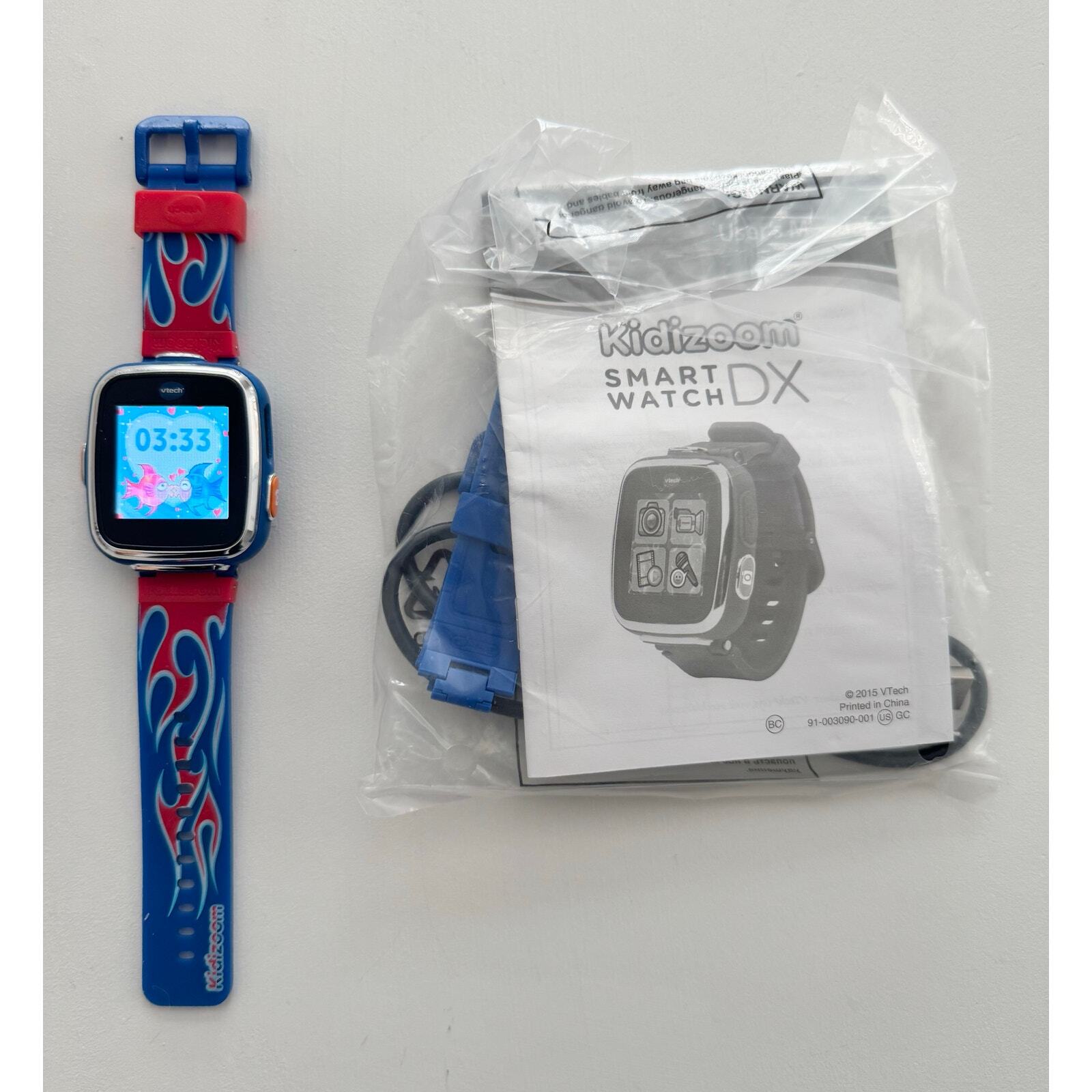 Vtech Kidizoom DX Smartwatch Red Flame w/ Bonus Royal Blue Wristband