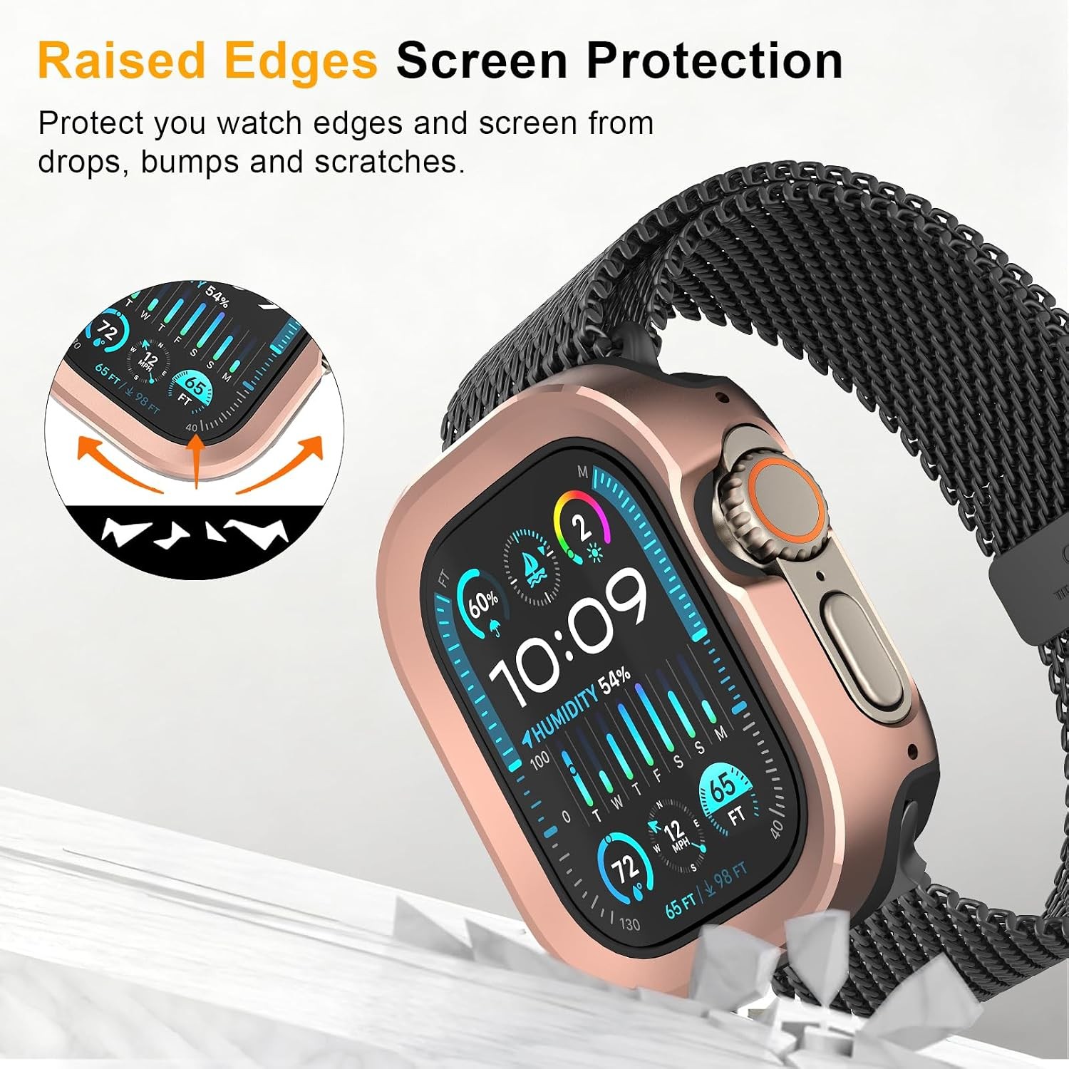 2 in 1 Rugged Case for Apple Watch Ultra 49mm, Shockproof Aluminum Bumper