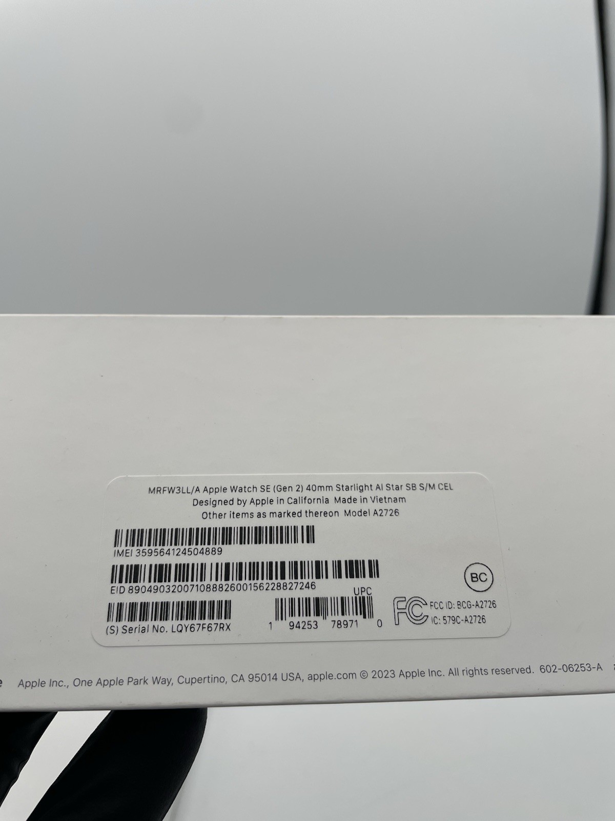 Apple Watch SE 40mm LTE Starlight Nylon Loop Band Includes BOX