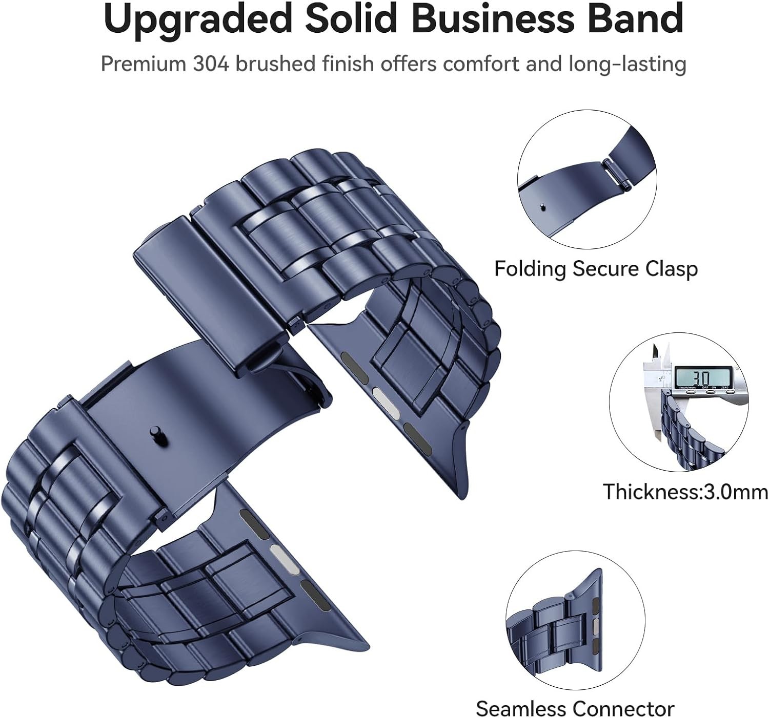 Stainless Steel Strap Compatible with Apple Watch Ultra 49mm 44mm Blue
