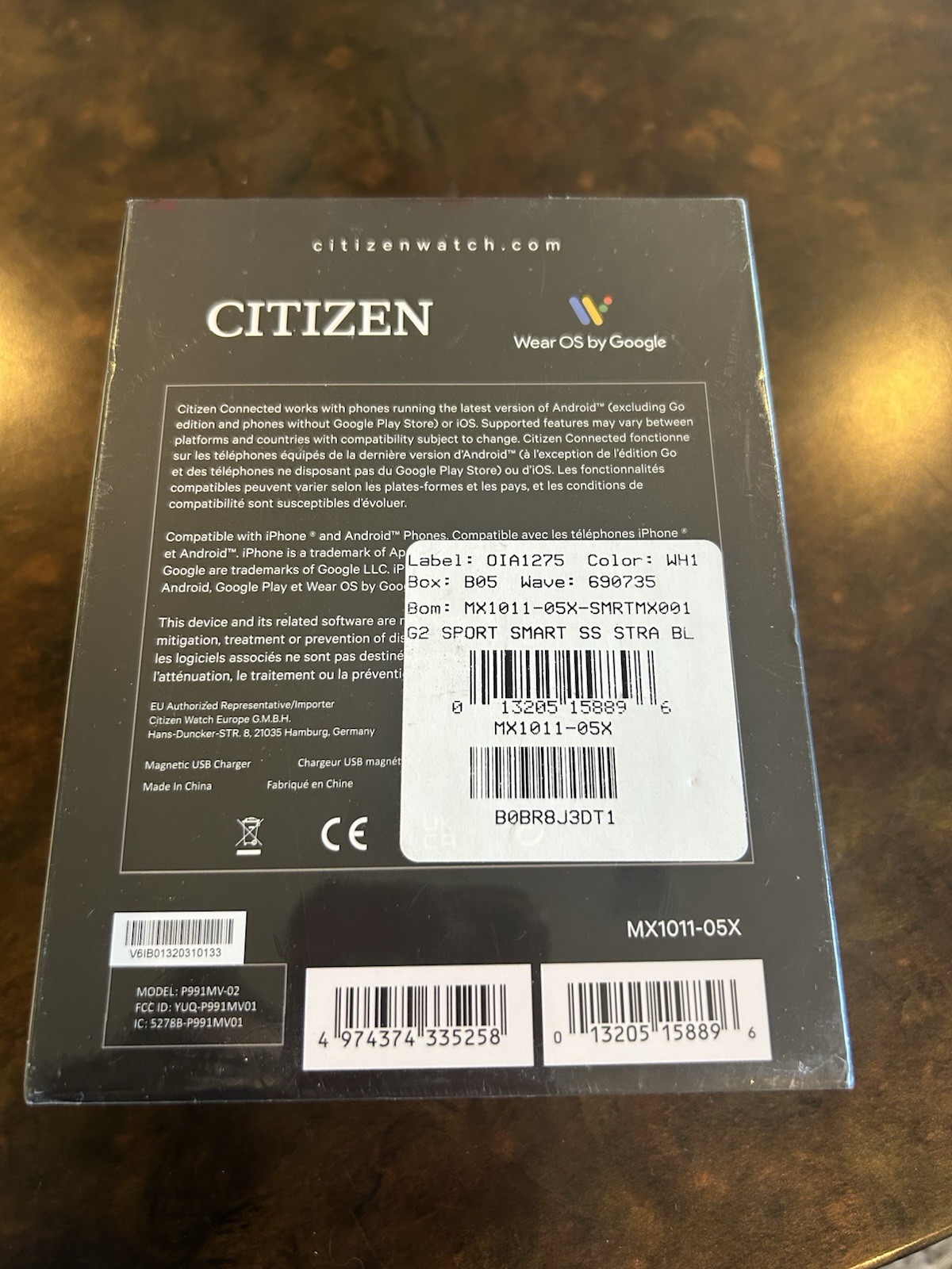 Citizen CZ Smart Wear OS Smartwatch MX1011-05X Black Silicone Strap/Sealed, New