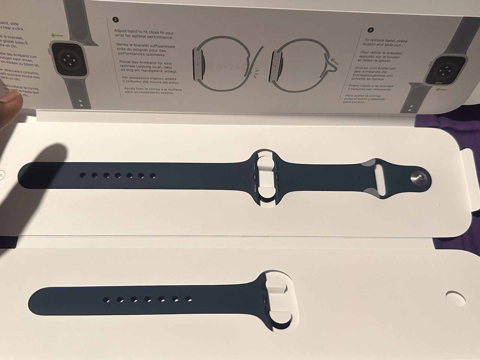 Apple Watch 44mm Silver Aluminum Case Blue Silicone Band GPS Water-Resistant