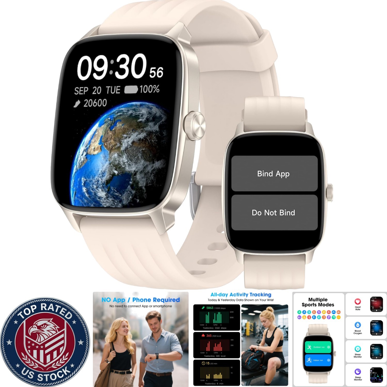 Seniors Pedometer Watch: No App Needed, Waterproof, Heart Rate & Sleep Tracker