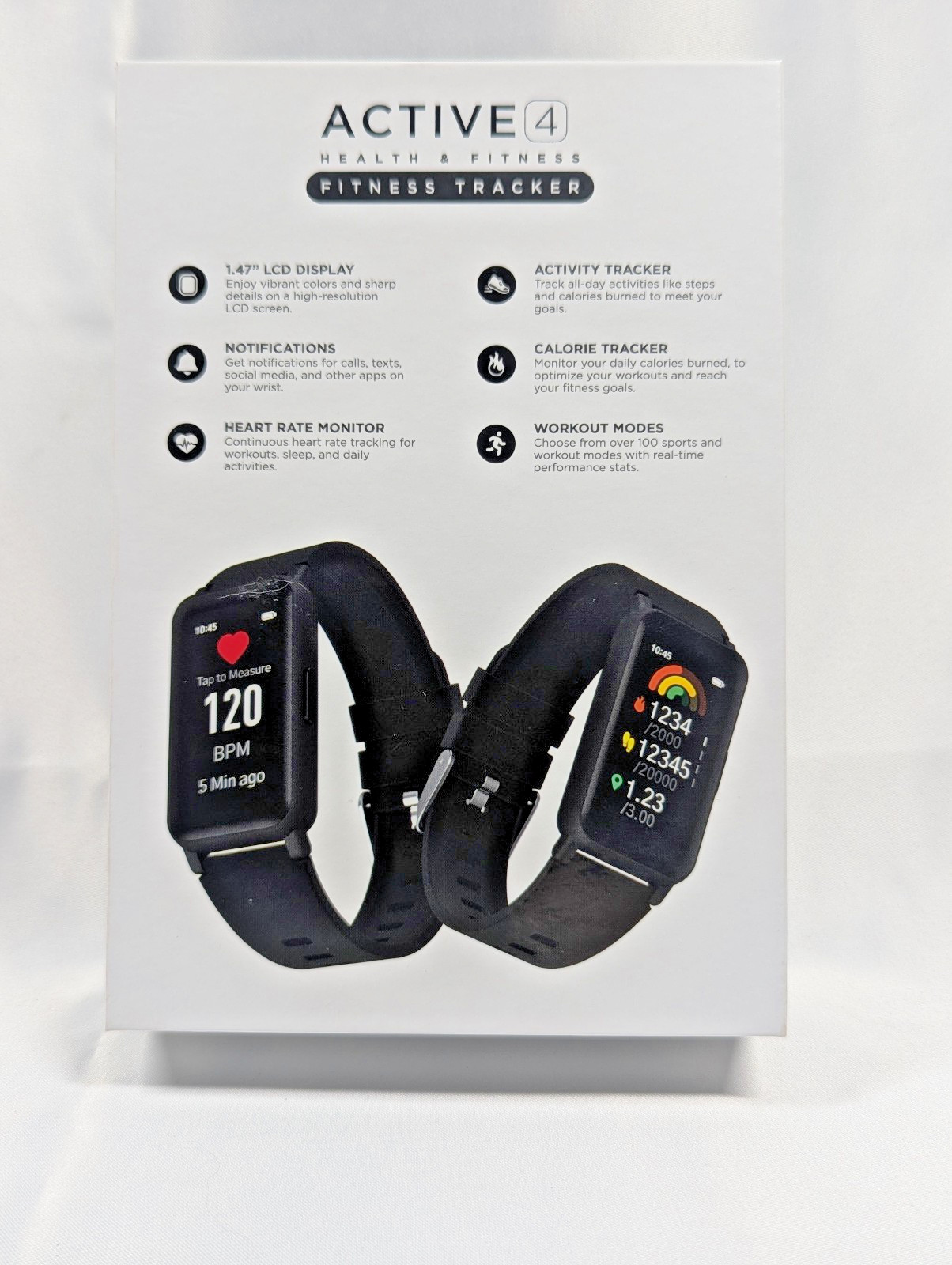 iTouch Active 4 Fitness Tracker Black Heart Rate Monitor TC4S01-21 New Free Ship