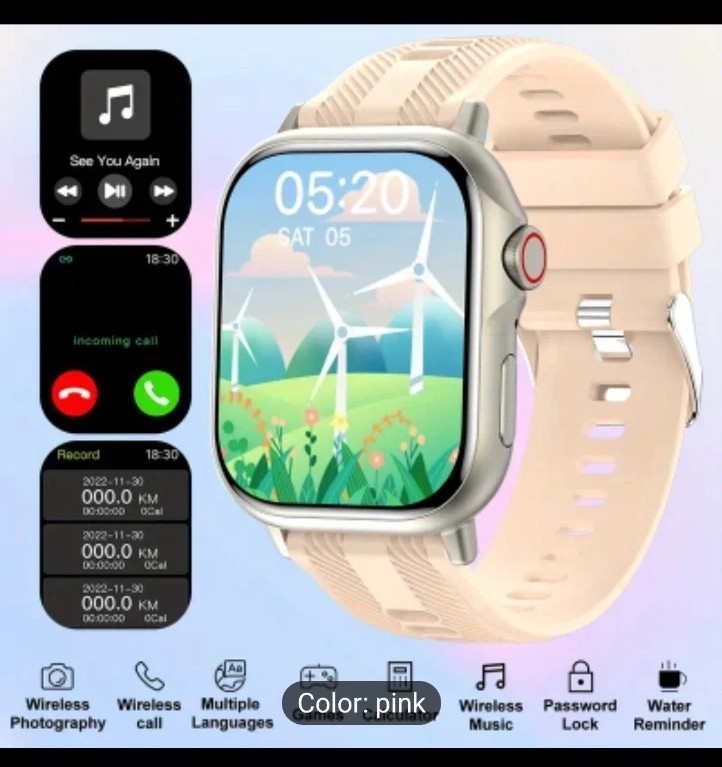 Smart Watch For Android And iPhone Bluetooth Call,Screen Size 2.01- Color Pink