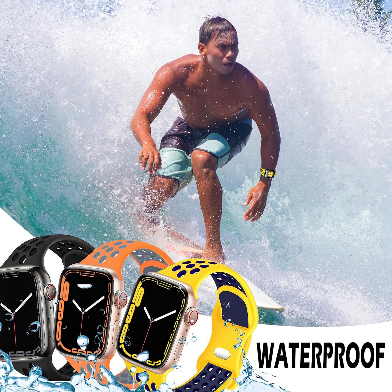 Sport Watch Bands Silicone Compatible with Apple Watch Series 9 8 7 6 5 4 3 2 1