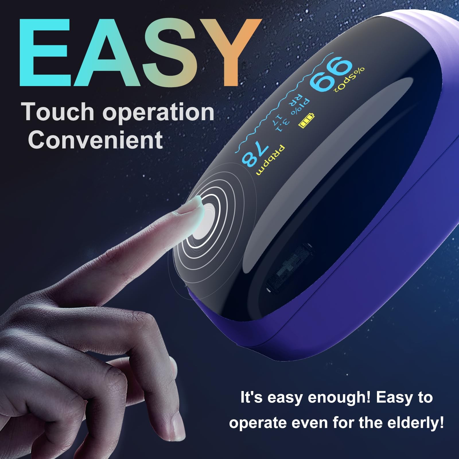 Pulse Oximeter with Respiration Rate, SpO2, PR & PI, Rechargeable Finger Oxyg…