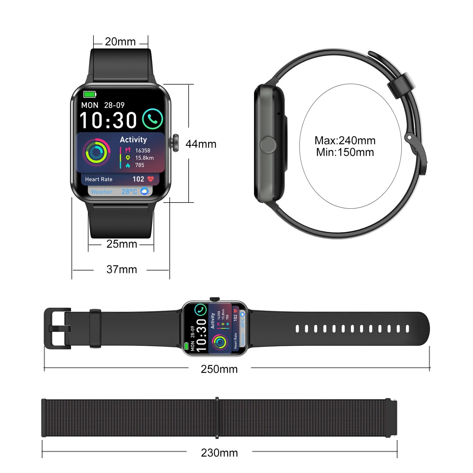 Smart Watch For Men/Women Waterproof Smartwatch Bluetooth iPhone Samsung