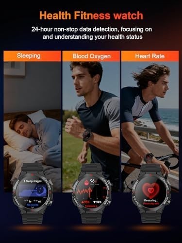Military Smart Watch for Men(Call Receive/Dial)Rugged Tactical Fitness Tracker