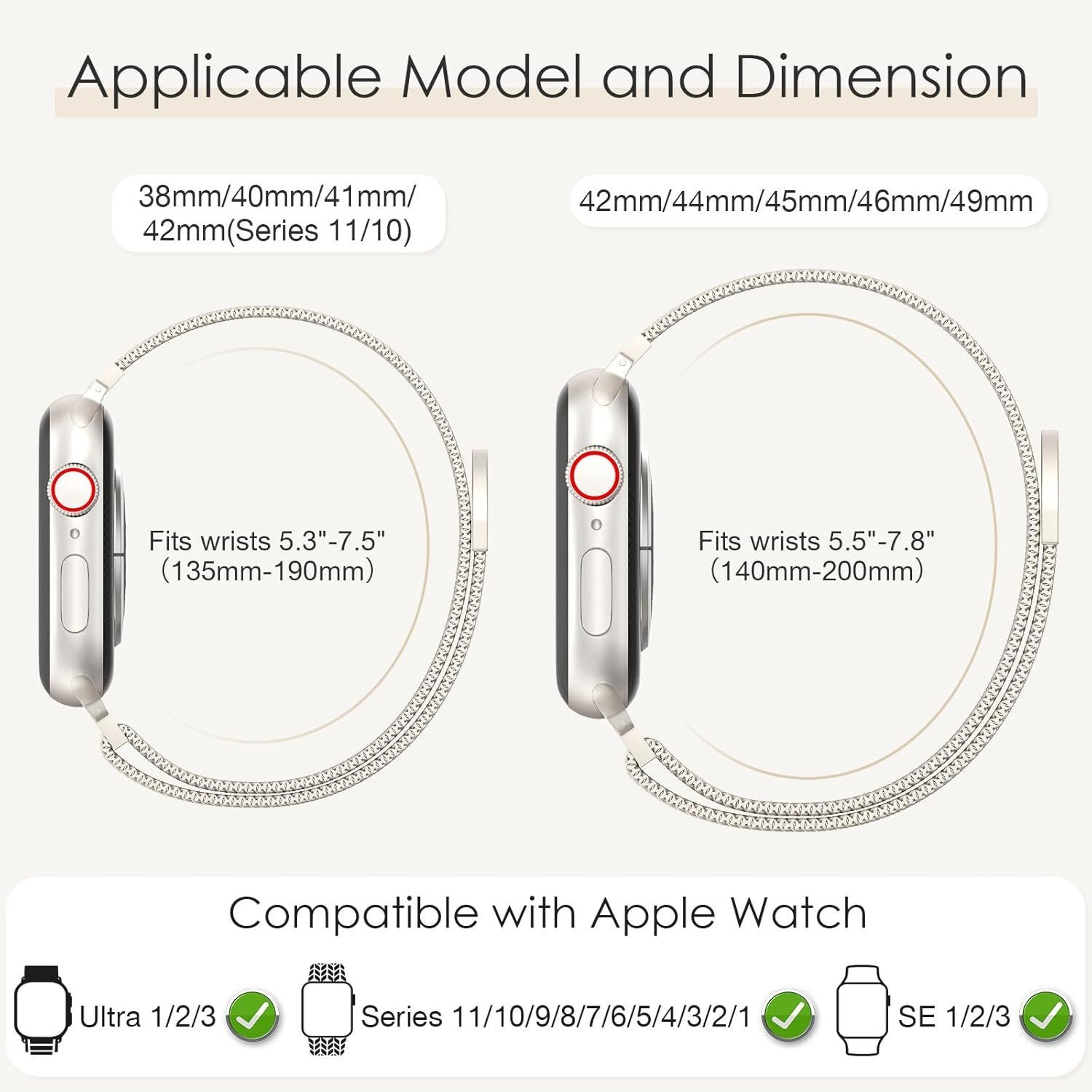 EPULY Milanese Loop Band for Apple Watch 38mm 40mm 41mm with Adjustable Magnetic