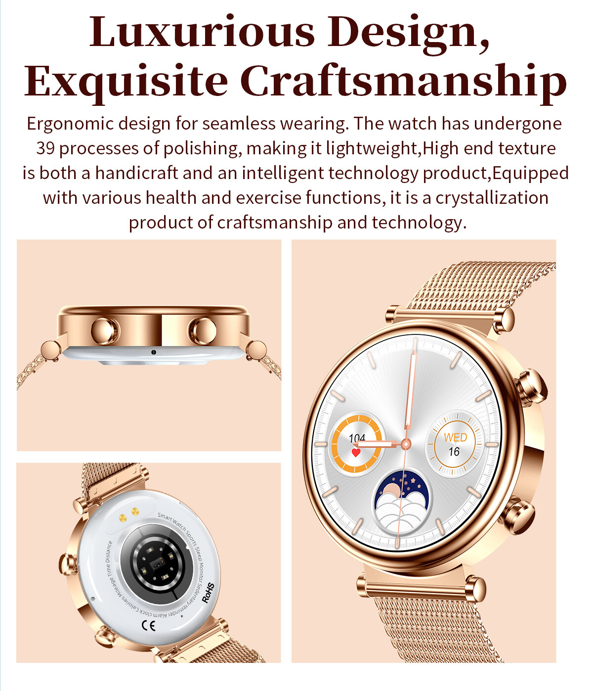 Women Girls Smart Watch Bluetooth Call Wristwatch Outdoor Sports Fitness Tracker