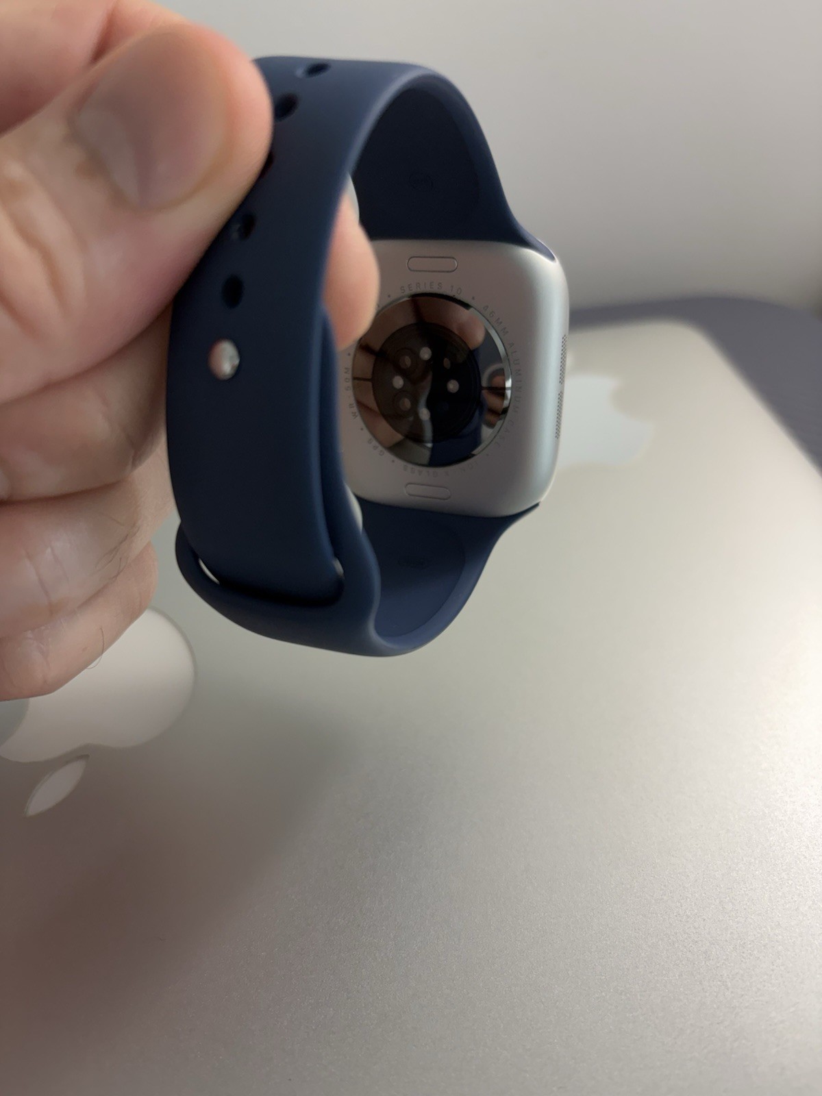 Apple Watch Series 10 GPS 46mm Silver Aluminum Case Blue Silicone Band 64GB