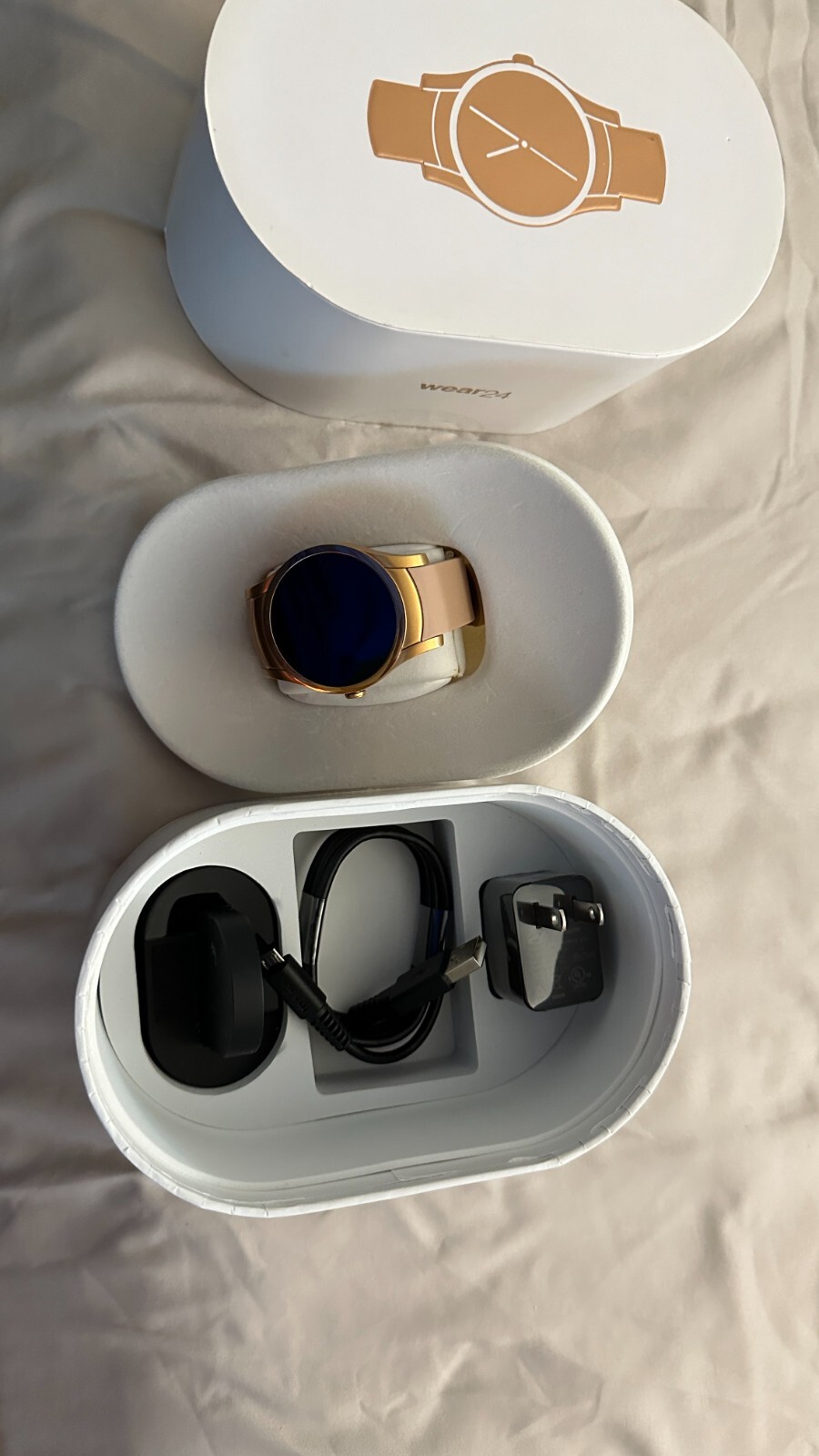 VERIZON Android Watch Wear24 QTAXU1 AndroidWear LTE SmartWatch Pink Gold + Base