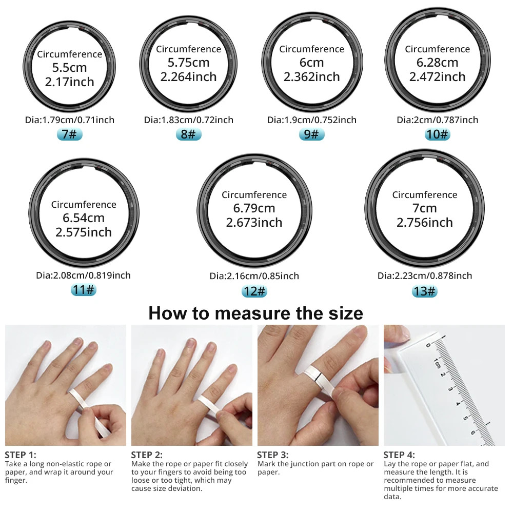 R12 Smart Ring /w Display Screen Touch Control Wireless Charging Health Manager
