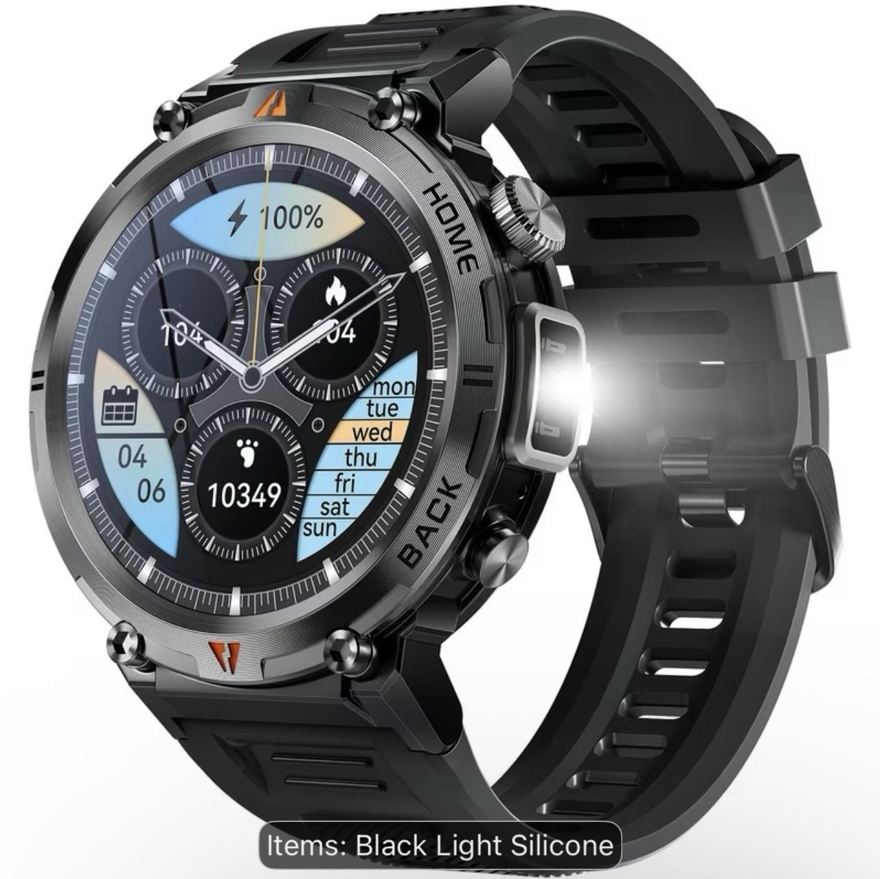 Military Series Amazfit GTR 49mm Black Smart Watch Silicone Band Touchscreen