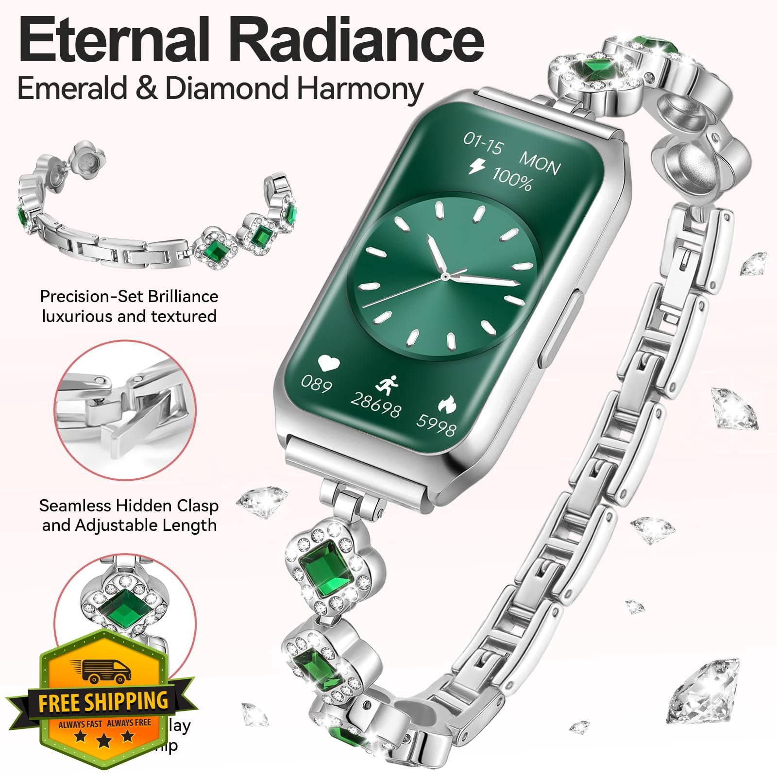 Homailida Smart Watch Silver-Green