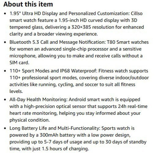 Smart Watch for Women, 1.95″ HD Touchscreen Fitness Tracker with Bluetooth Calli