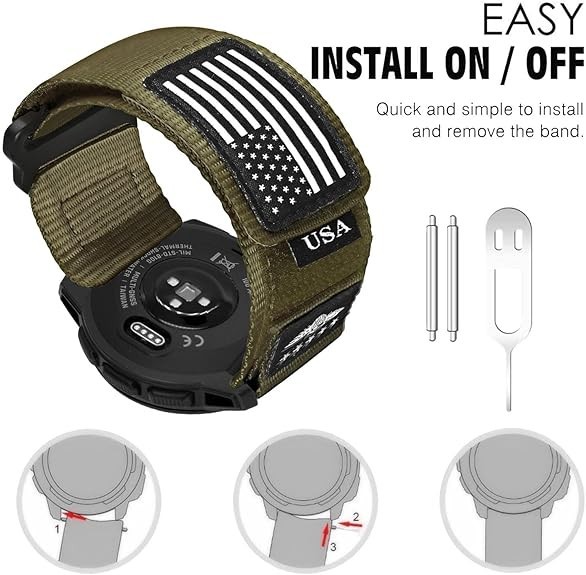 Rugged Tactical Nylon Watch Band for Garmin Instinct 3 45Mm/ Instinct 2 Solar, S