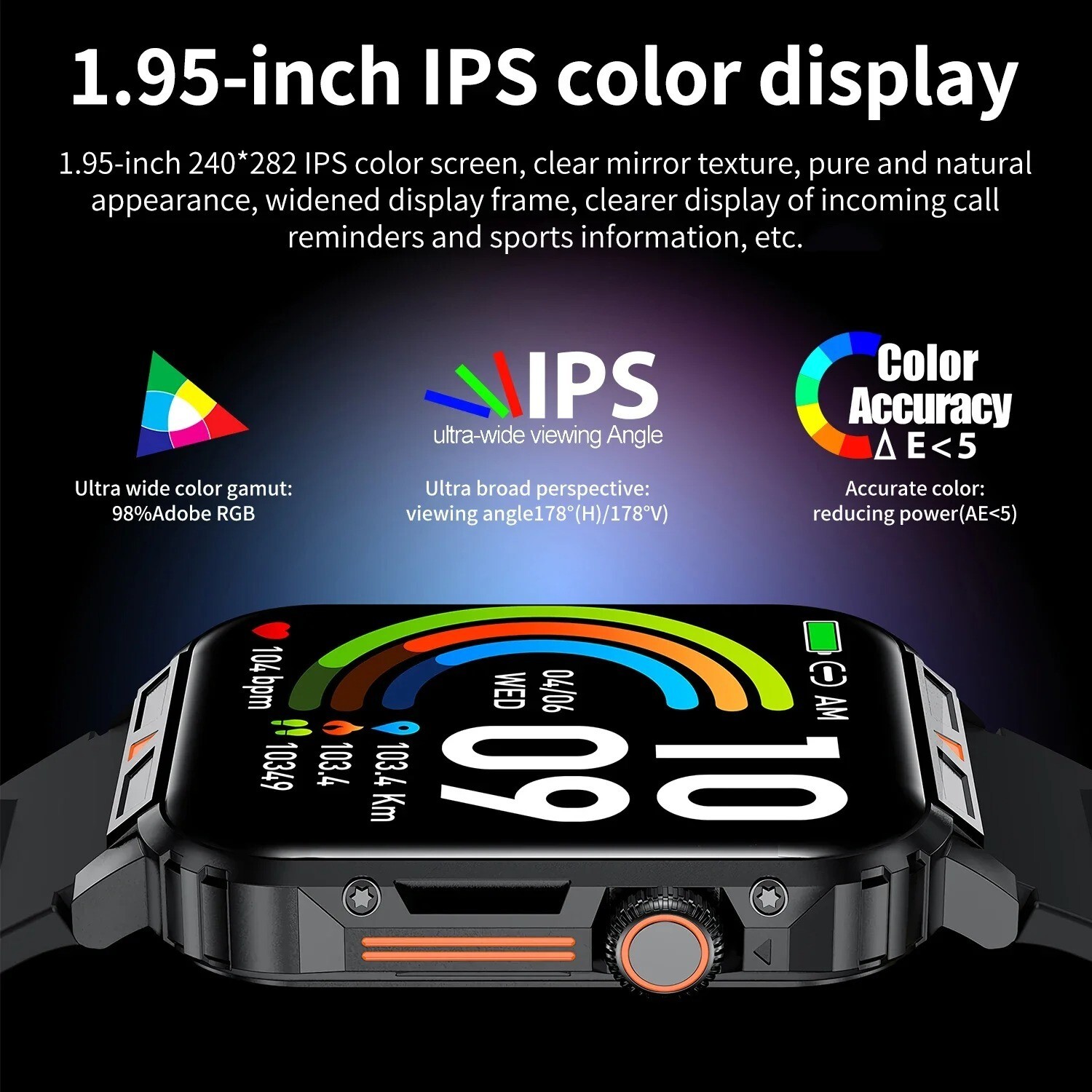 Smartwatch Screen Health Monitoring Watches Waterproof Sport Fitness Smart Watch