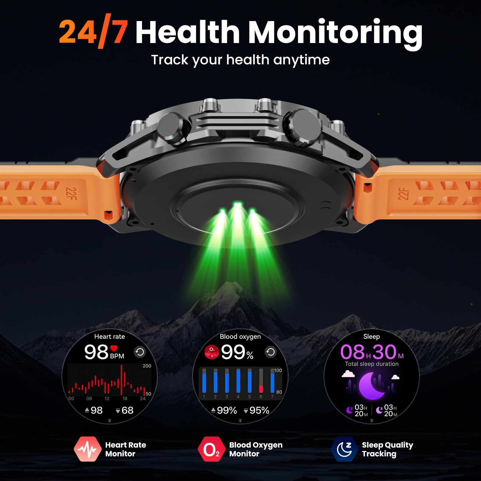Smart Watches for Men (/Notification),1.52”HD Military with Heart Rate/Sleep…
