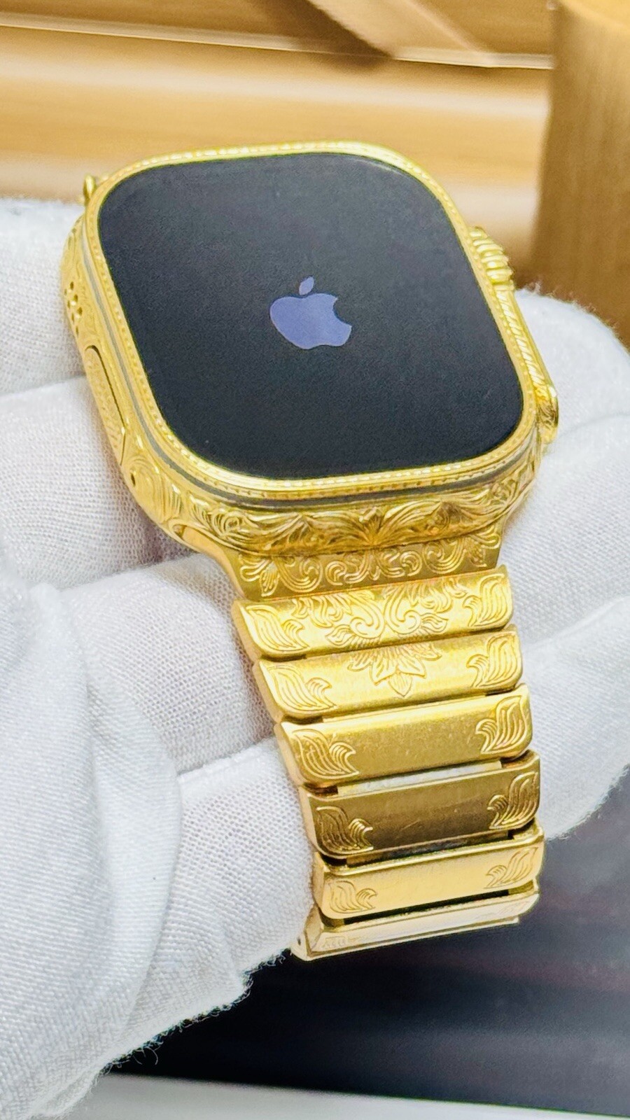 Custom 24k Gold Plated Apple Watch ULTRA 2 49mm Engraved 24k Gold Link Band
