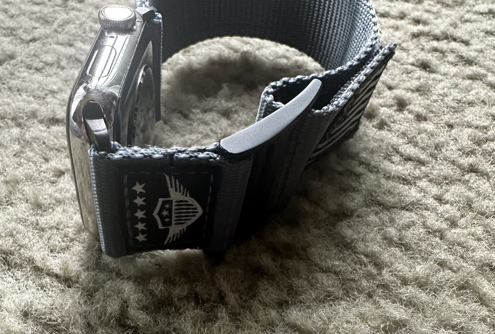 Apple Watch Series 6 44mm Stainless Steel Silver Case Gray Nylon Band Bluetooth