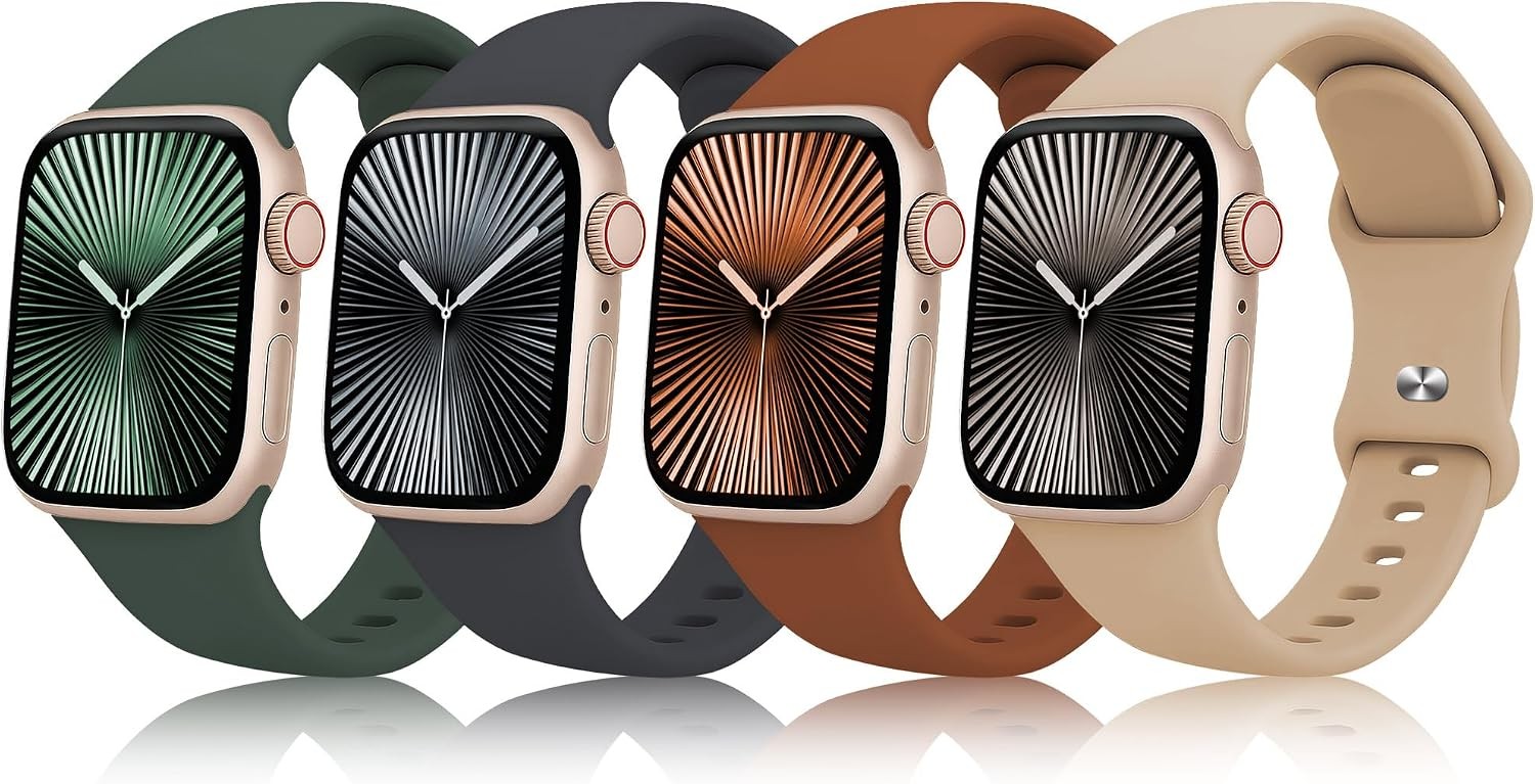 4 Pack Sport Silicone Strap Compatible with Apple Watch 40mm 44mm Series 11 10