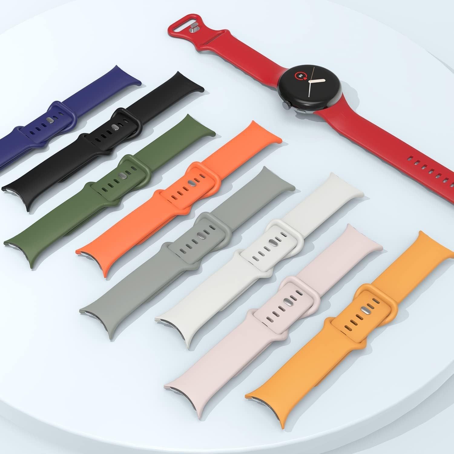 Soft Silicone Strap Compatible with Google Pixel Watch 41mm – Metal Buckle